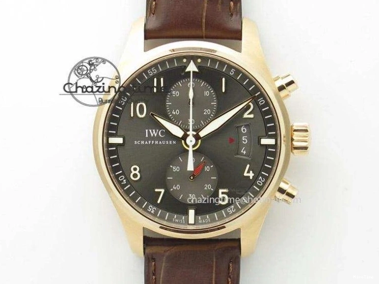 MIROTIME 0522 Pilot Chrono RG 3878 ZF Best Edition Grey Dial On Brown Leather Strap A UrbanChic 7330